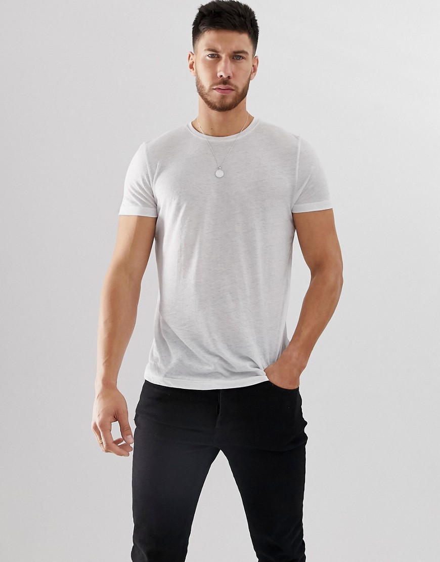 ASOS DESIGN t-shirt in linen mix in white