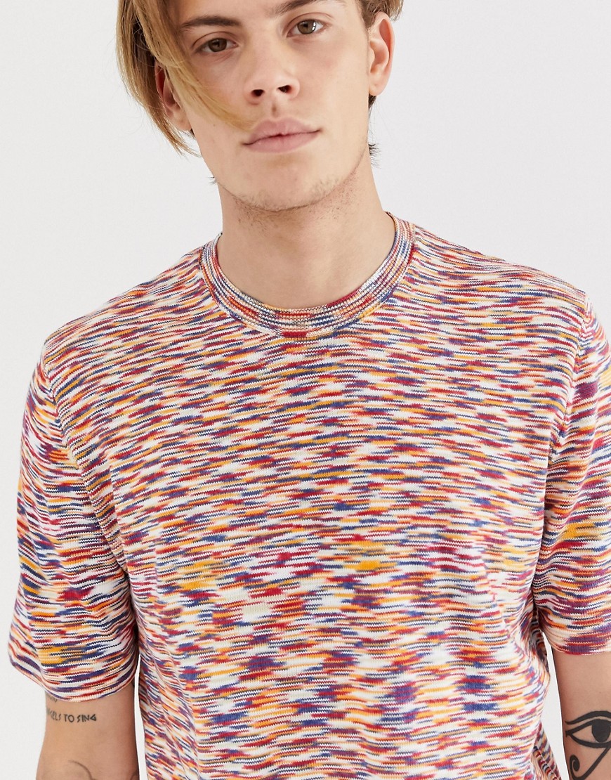 ASOS DESIGN - T-shirt in maglia multicolore mélange