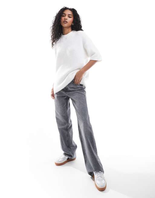ASOS DESIGN - T-shirt in maglia soffice girocollo color crema
