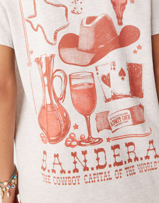 ASOS DESIGN – T-Shirt in meliertem Eisgrau mit Rodeo Cowboy-Grafikprint, in normaler Passform, 3 von 4