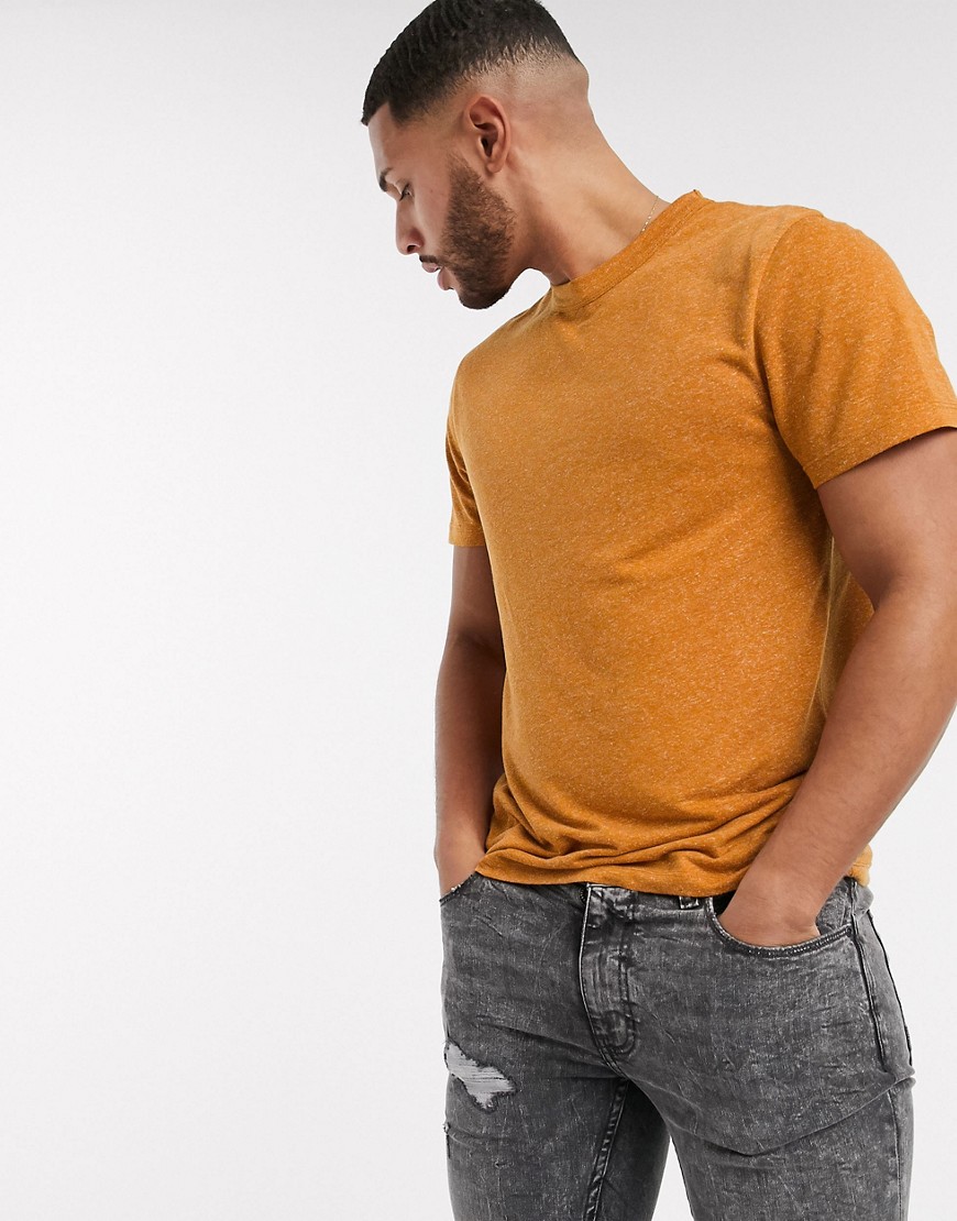 ASOS DESIGN - T-shirt in misto lino color cuoio