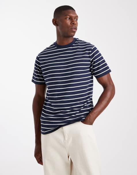 ASOS DESIGN t-shirt in navy and white stripe - view 1