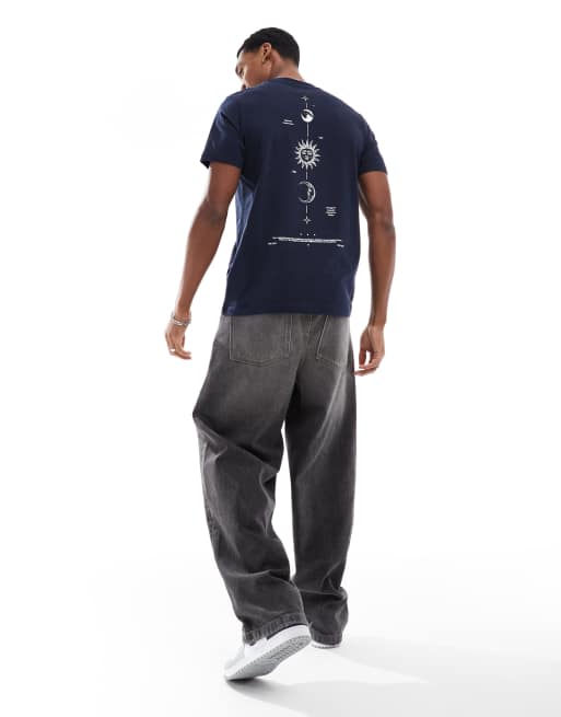 ASOS DESIGN t-shirt in navy with celestial spine print, 2 of 4