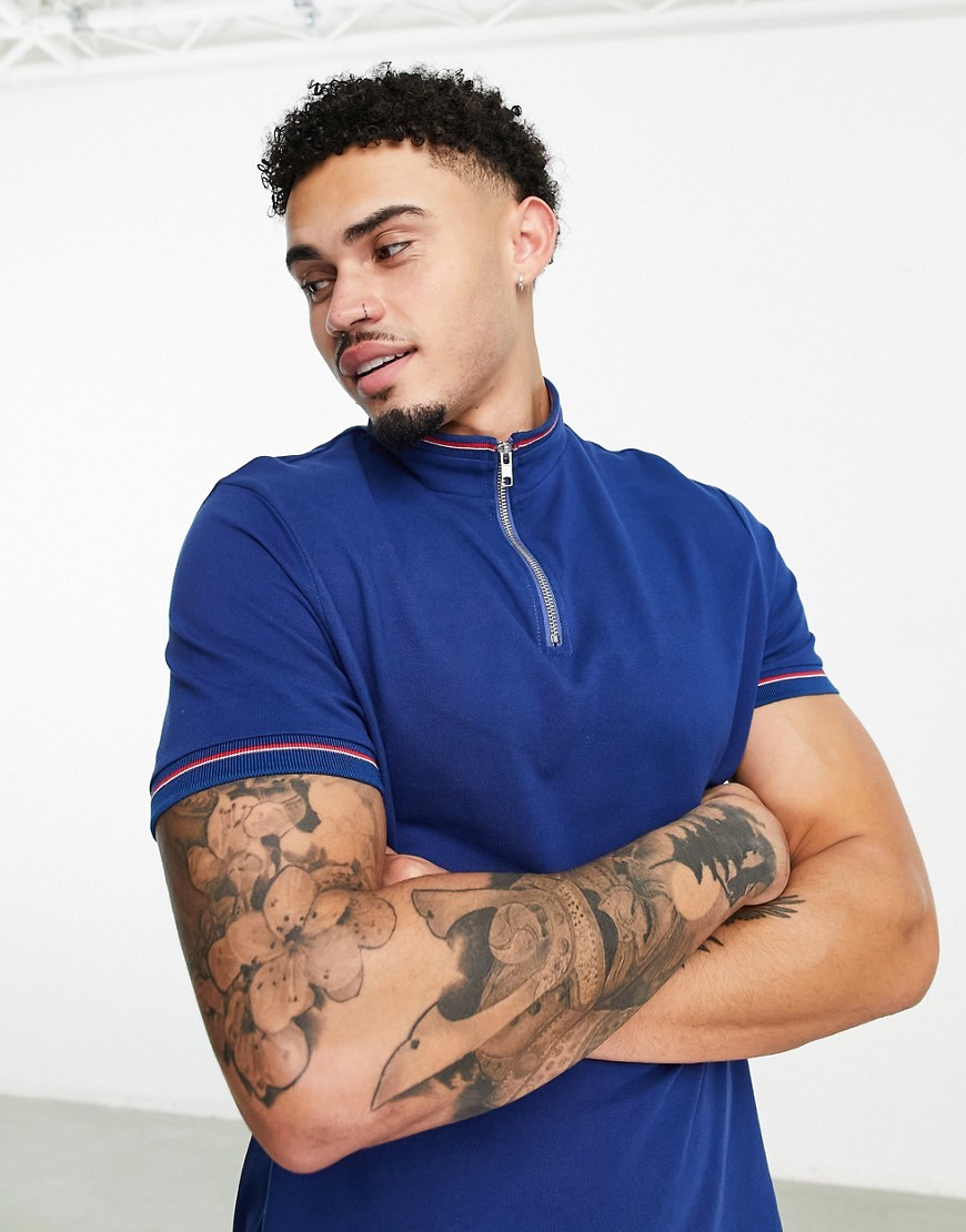 ASOS DESIGN t-shirt in navy with contrast tipping