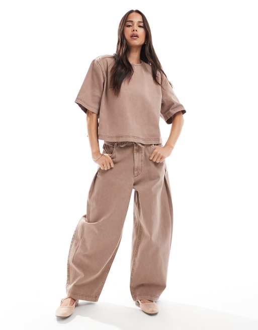 ASOS DESIGN - T-shirt in nerts met wassing, deel van co-ord set, 2 van 4