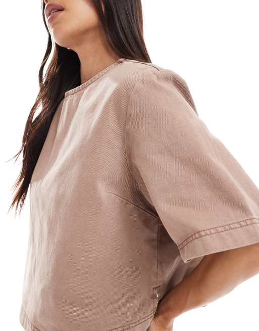 ASOS DESIGN - T-shirt in nerts met wassing, deel van co-ord set, 3 van 4