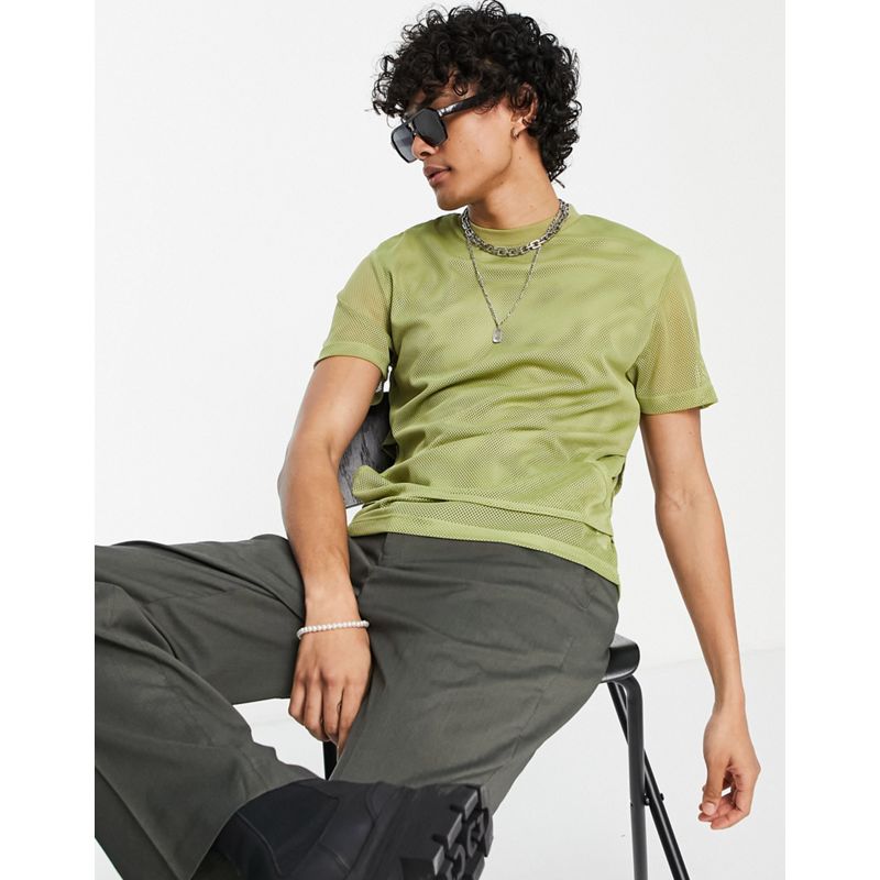Uomo T-shirt e Canotte DESIGN - T-shirt in rete a doppio strato, colore kaki