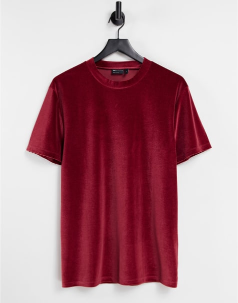 ASOS DESIGN - T-shirt in velour bordeaux - view 1