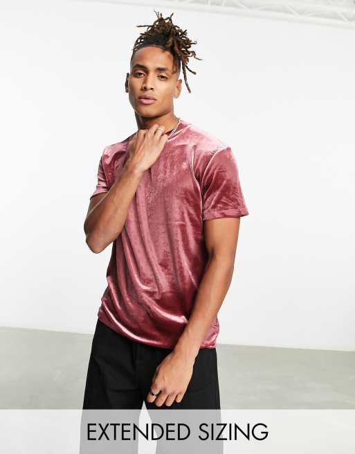 ASOS DESIGN - T-shirt in velour bordeaux