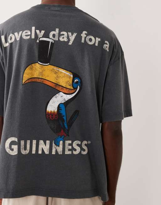 ASOS DESIGN – T-Shirt in verwaschenem Schwarz mit „Guinness“-Print in Oversize-Passform, 5 von 5