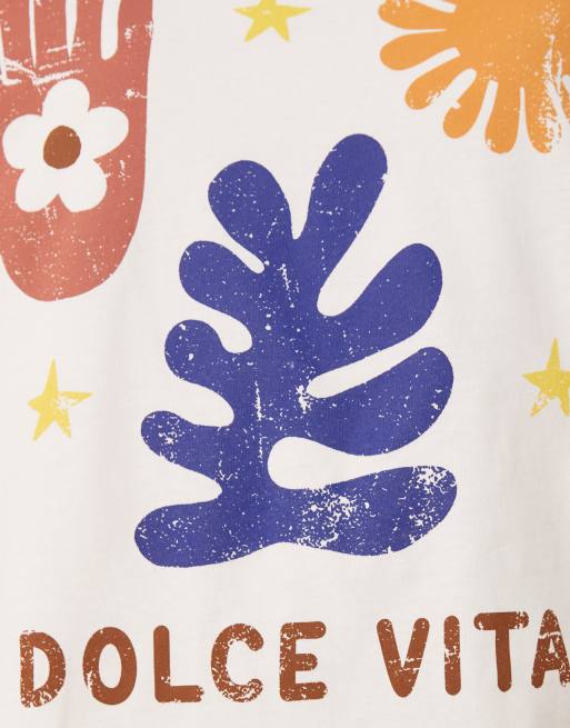ASOS DESIGN – T-Shirt in Weiß mit „Dolce Vita“-Grafikprint und normaler Passform, 2 von 4