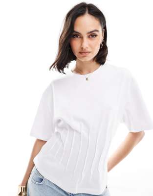 ASOS DESIGN - T-Shirt in Weiß mit elastischer Taille-Bunt