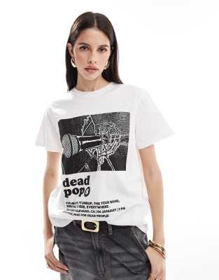 ASOS DESIGN - T-Shirt in Weiß mit normalem Schnitt und „Dead Pop Band"-Grafikprint