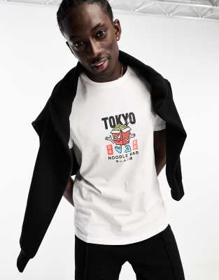 ASOS DESIGN t-shirt in white with noodle chest print