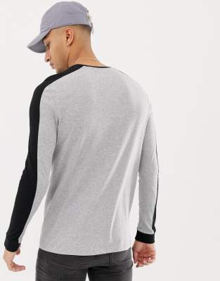 Chiné À shirt Asos Avec Épaules Contrastants Gris Longues Empiècements DesignT Aux Long Manches hrdxtsQC