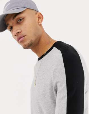 Chiné À shirt Asos Avec Épaules Contrastants Gris Longues Empiècements DesignT Aux Long Manches hrdxtsQC
