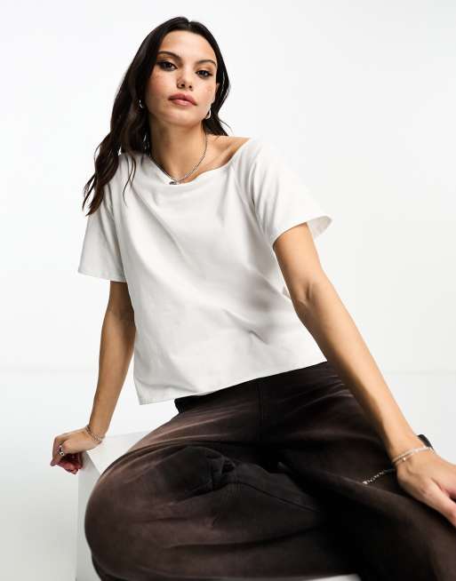T-shirt Femme épaules Dénoudées - Coupe Slim Manches Courtes - Polyester - Neuf Avec étiquette