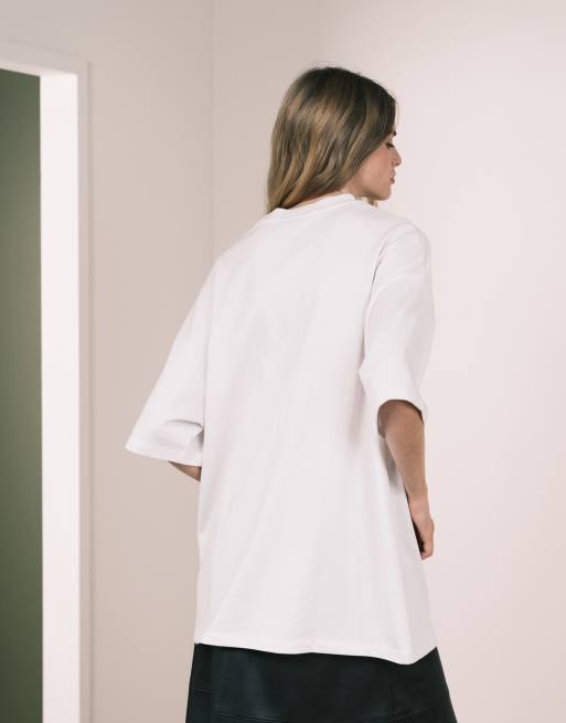 ASOS DESIGN - T-shirt long et oversize en tissu épais - Blanc