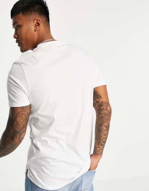 ASOS DESIGN - T-shirt lunga girocollo bianca con spacchi laterali, 3 di 4