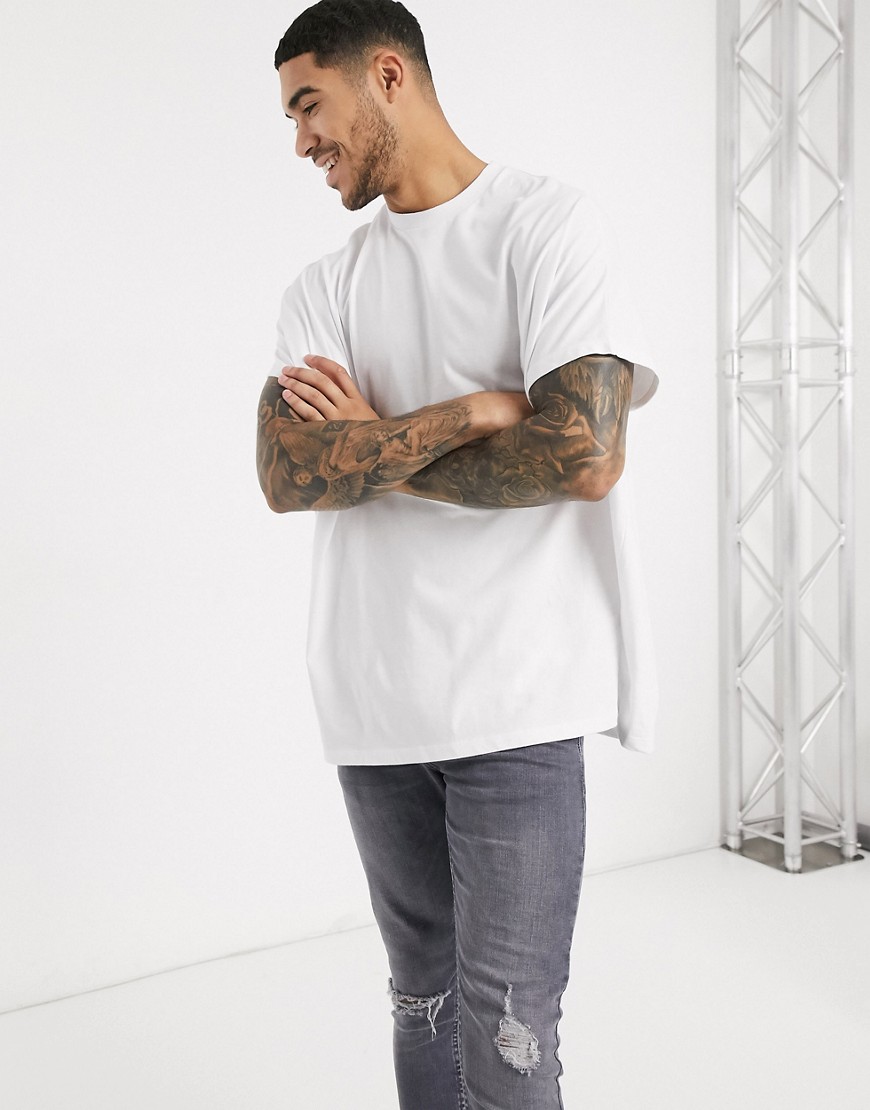 ASOS DESIGN - T-shirt lunga super oversize bianca-Bianco