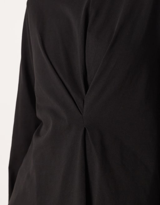 ASOS DESIGN - T-shirt manches longues à détail plissé - Noir, 4 de 4
