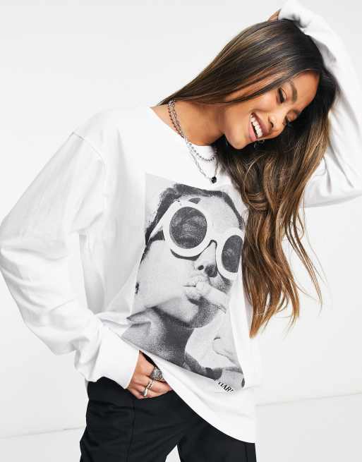 ASOS DESIGN - T-shirt manches longues à imprimé photo - Blanc, 4 de 4