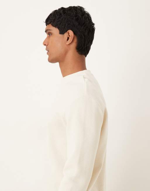 ASOS DESIGN - T-shirt manches longues décontracté en tissu gaufré - Crème , 4 de 5