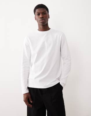 ASOS DESIGN - T-shirt manches longues épais à col ras de cou - Blanc