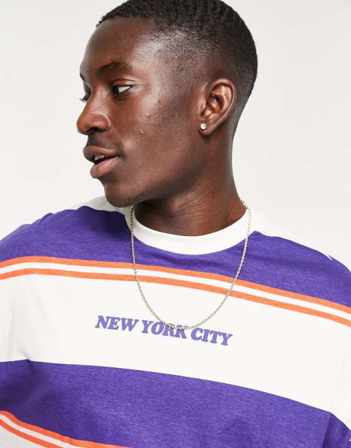 ASOS DESIGN - T-shirt manches longues oversize à rayures avec imprimé New York City, 3 de 4