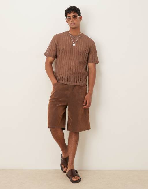ASOS DESIGN - T-shirt marrone all'uncinetto vestibilità comoda , 2 di 4