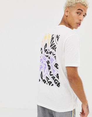 ASOS DESIGN – T-shirt med avslappnad passform och texten Savage på ryggen-Vit