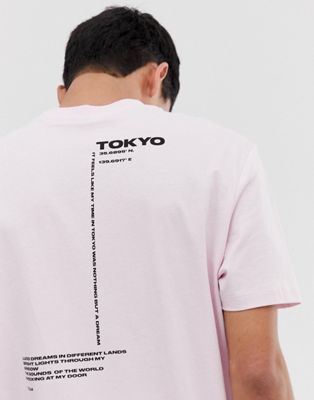 ASOS DESIGN – T-shirt med avslappnad passform och texttryck på ryggen-Rosa