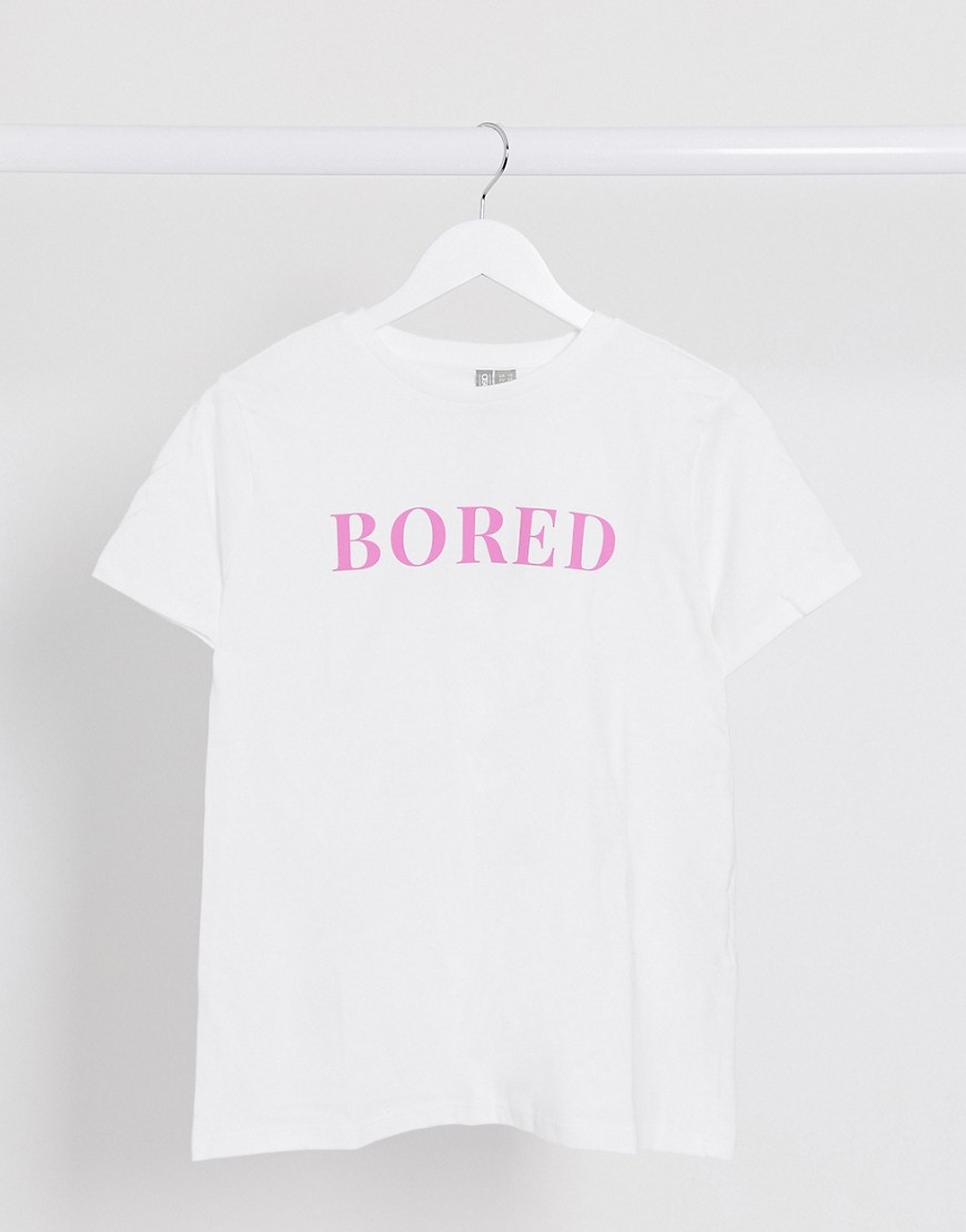 ASOS DESIGN - T-shirt med 'bored'-print-Hvid