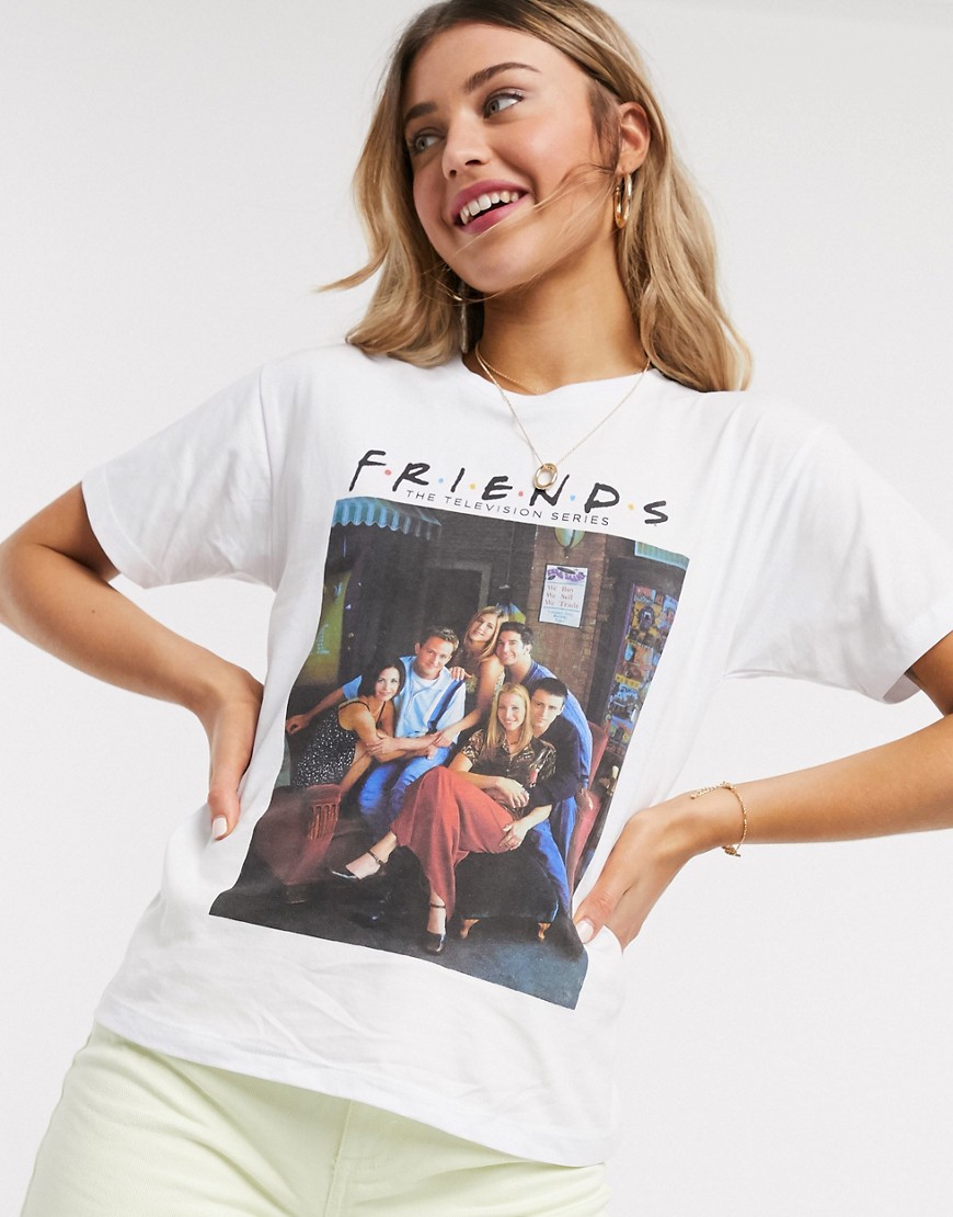 ASOS DESIGN – T-shirt med Friends-tryck-Vit