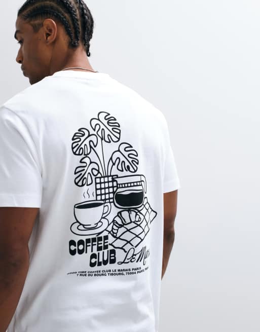ASOS DESIGN t-shirt med kaffegrafik i vitt, 5 av 5