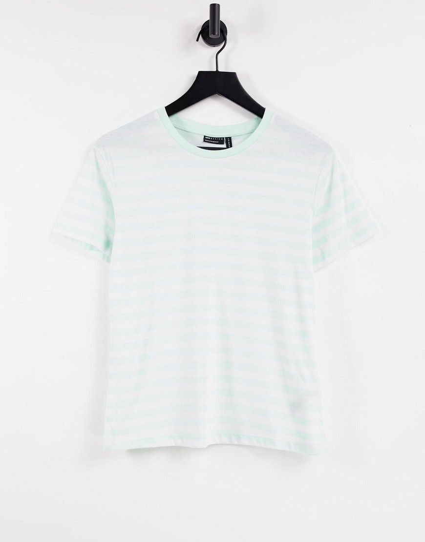 ASOS DESIGN - T-shirt med mintgrønne og hvide striber-Multifarvet