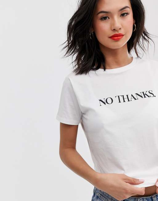 ASOS DESIGN – T-shirt med No thanks-motiv