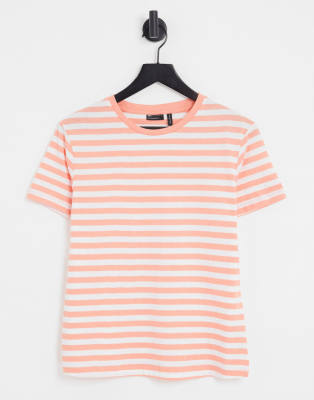 Løft dig op Notesbog straf ASOS DESIGN T-shirt med orange/hvide striber | ASOS