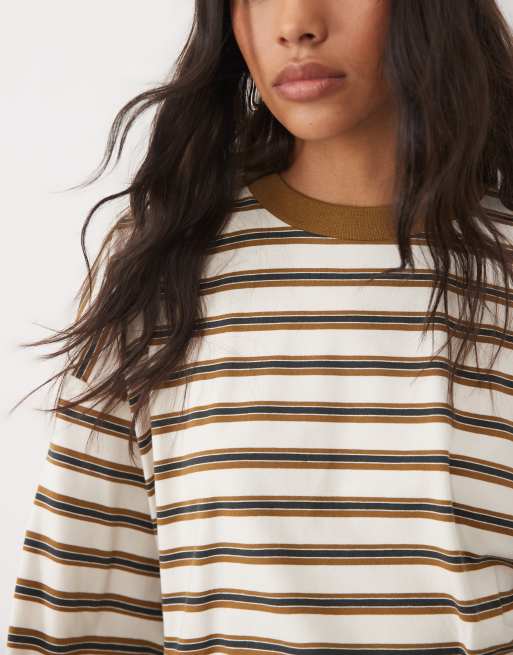 ASOS DESIGN T-shirt med rund hals og lange ærmer i stribe, 4 af 4