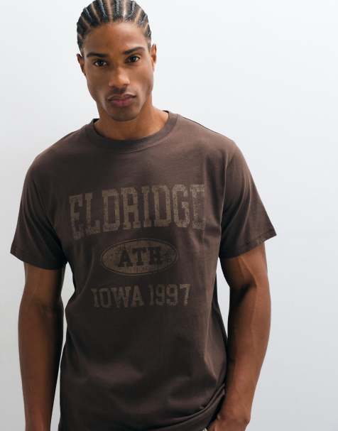 ASOS DESIGN t-shirt med tonalt Eldridge-tryck i brunt - view 1