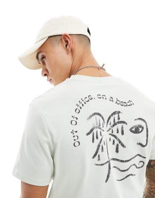 ASOS DESIGN - T-shirt met abstracte strandprint op de achterkant in grijs