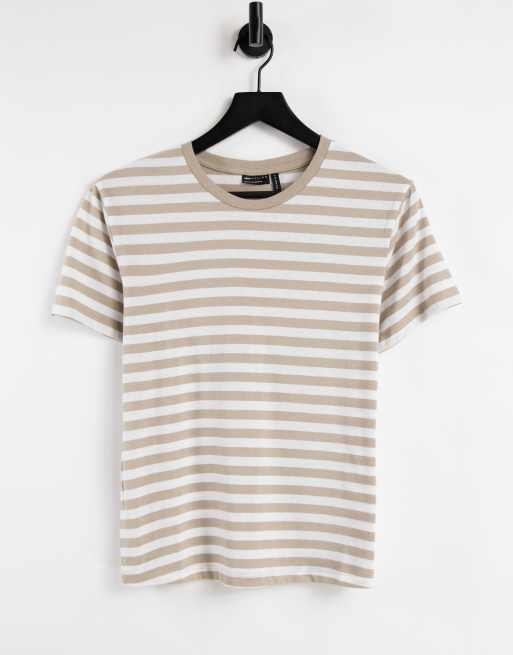 ASOS DESIGN - T-shirt met bruine en witte strepen