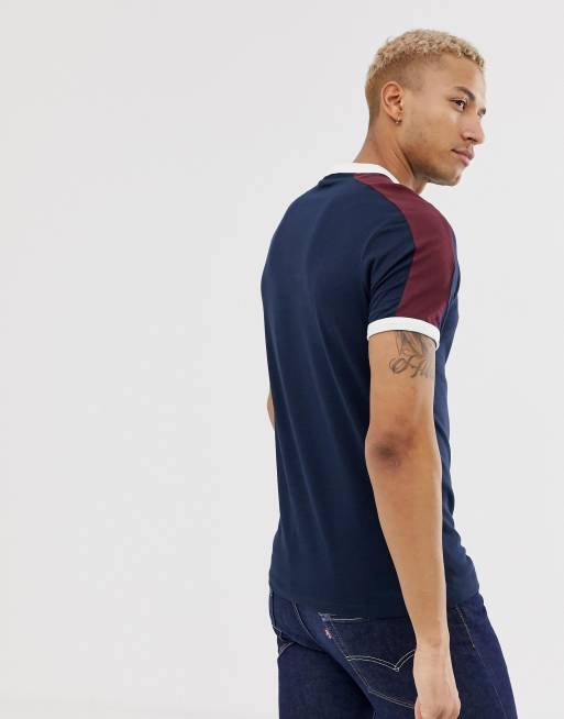 ASOS DESIGN - T-shirt met contrasterende schouderpanelen in marineblauw - NAVY, 2 van 4