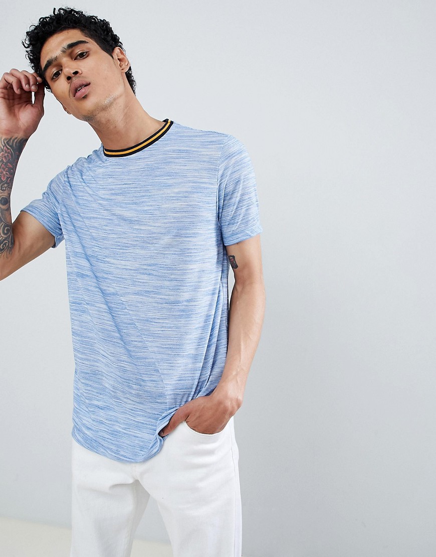 ASOS DESIGN - T-shirt met contrasterende streep in blauw