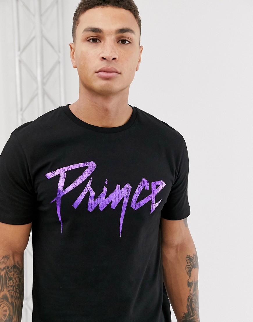 ASOS DESIGN - T-shirt met folieprint in paars-Zwart