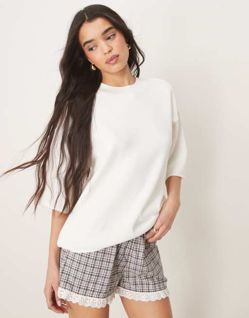 ASOS DESIGN - T-shirt met gebreide structuur in wit