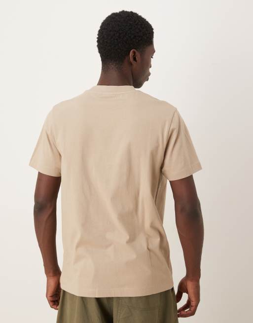 ASOS DESIGN - T-shirt met grafische tekstprint in reliëf in beige, 3 van 5