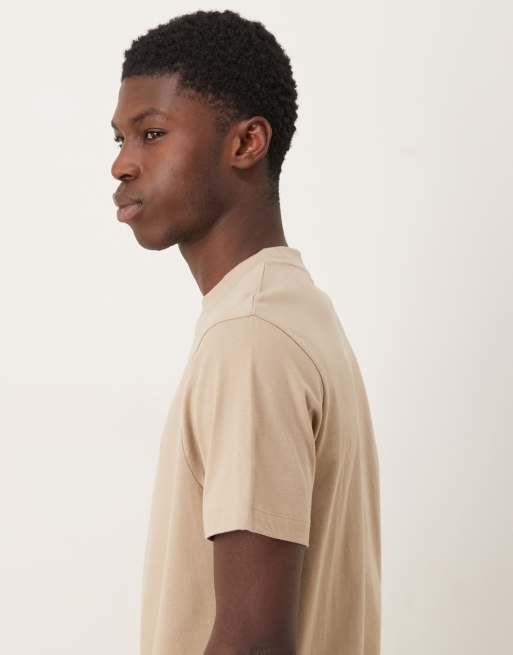 ASOS DESIGN - T-shirt met grafische tekstprint in reliëf in beige, 4 van 5