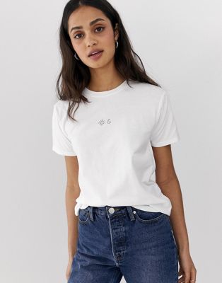 ASOS DESIGN - T-shirt met kleine zon en maan-Wit