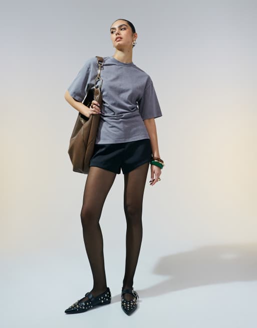 ASOS DESIGN - T-shirt met korsettaille in grijs met wassing, 3 van 4